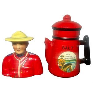 Vintage 1950’s Royal Canadian Mounted Police Salt and Pepper Shakers